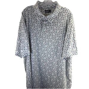 Ben Hogan Polo Shirt Mens 2XL Blue All Over Print Golf Cart Clubs Performance
